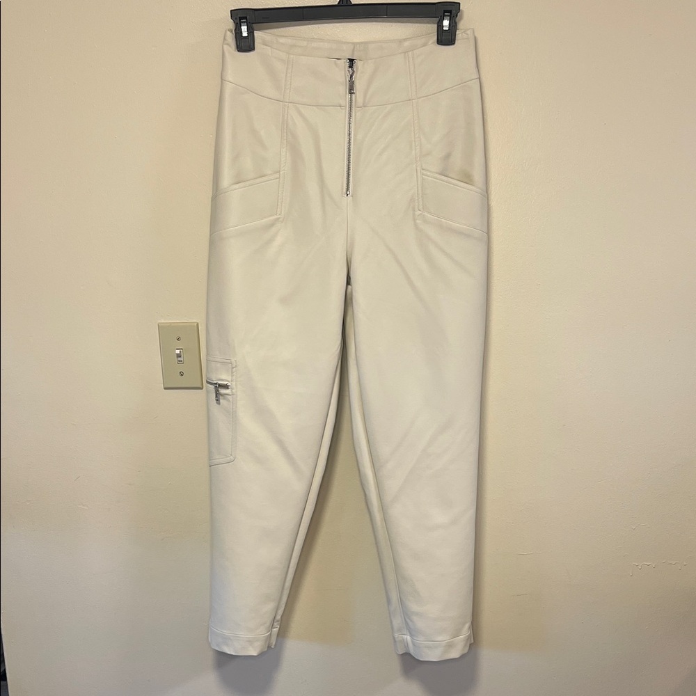 INTERMIX Ivory Faux Leather Pants